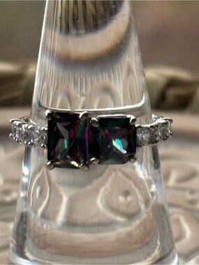 Dual Mystic Topaz Squares and CZ Accents - Multicolor